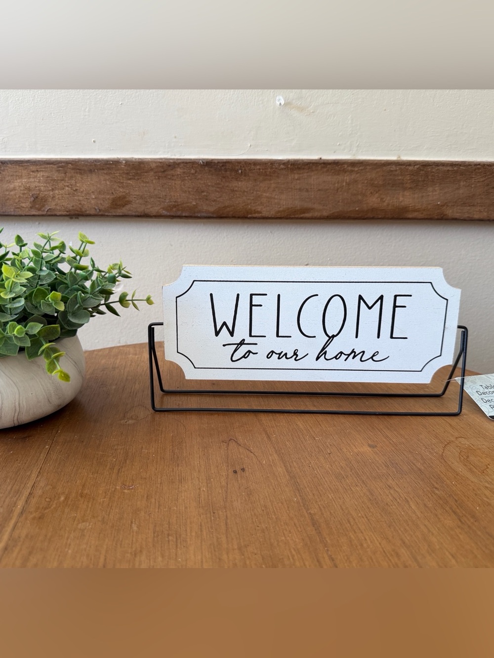White and Black 'Welcome to Our Home' & tan family gathers here reversible sign